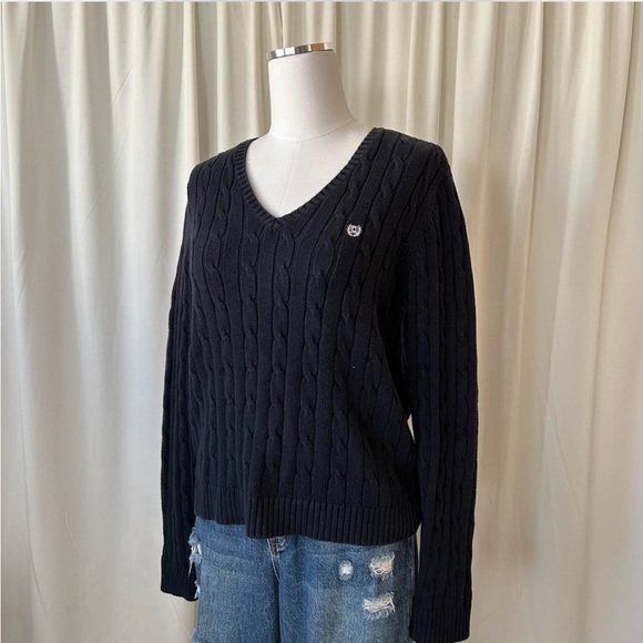 Chaps 100% Cotton cable knit V-neck sweater size Large. - Picture 3 of 8